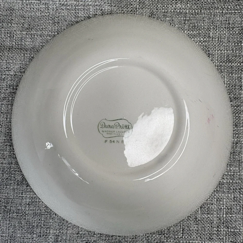 Homer Laughlin Dura Print Malay‎ Black White Floral Pattern 1950 MCM Soup Bowl